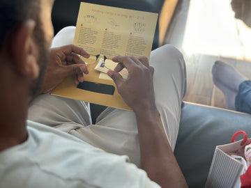 Man receiving Clarity Kit as a gift and holding a pair of Readers.